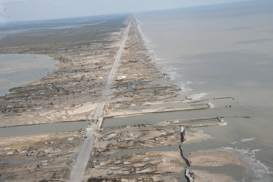 Damage caused by Hurricane Ike in the Bolivar Peninsula, Texas
