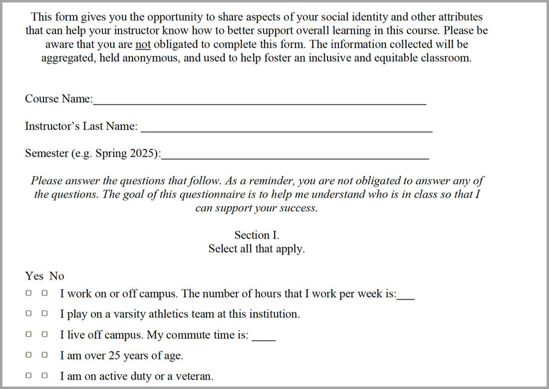 Sample form with personal questions